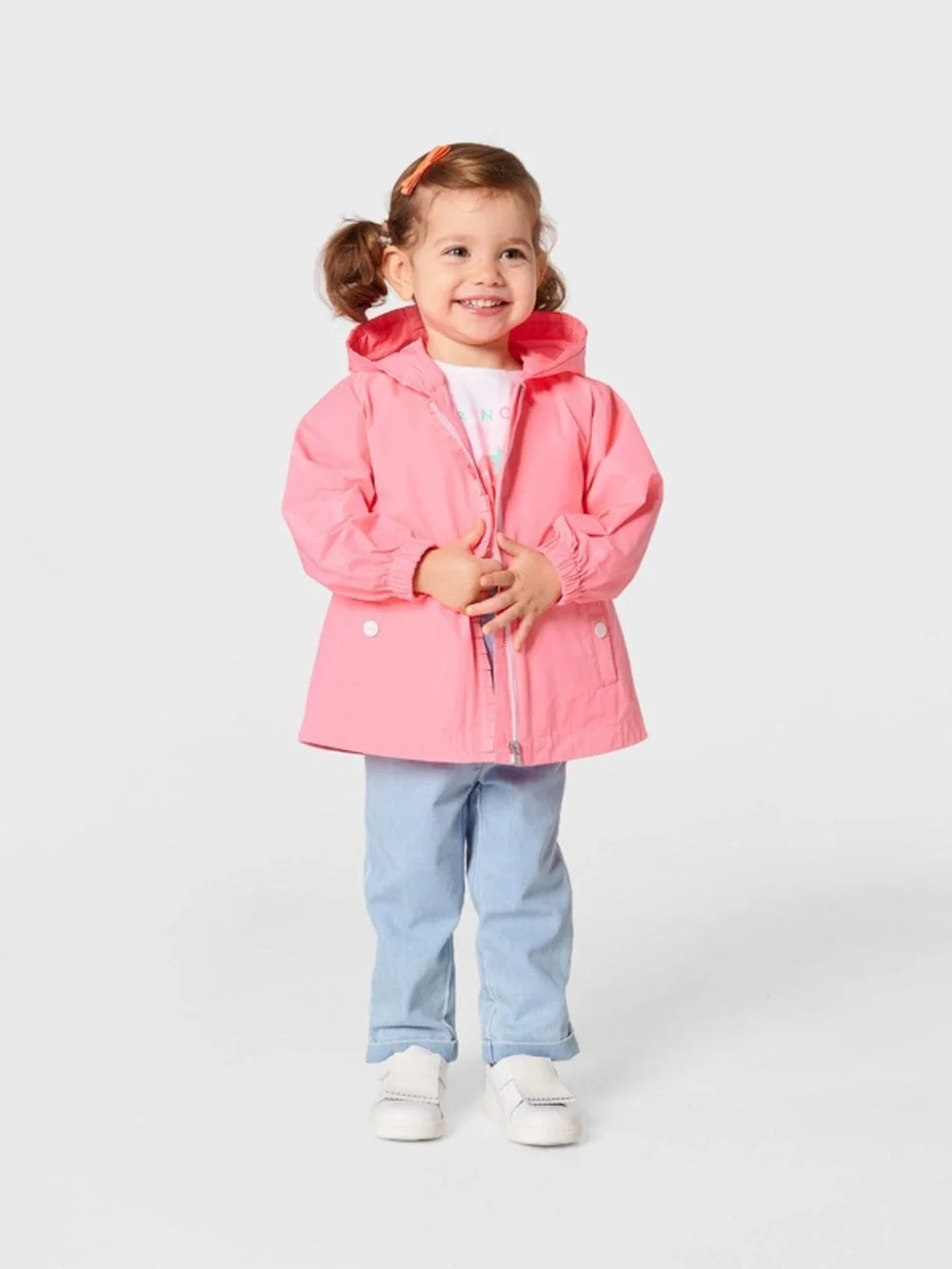 NWOT Jacadi Paris Pink Ruffle Rain & Wind Jacket